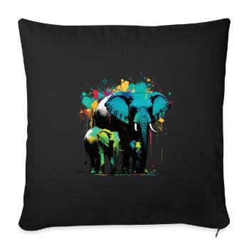 Elephant Family - Sofa pillowcase 17,3'' x 17,3'' (45 x 45 cm) - black - Front
