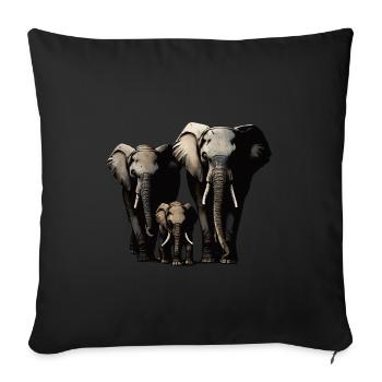 Elephant Family - Sofa pillowcase 17,3'' x 17,3'' (45 x 45 cm) - black - Front