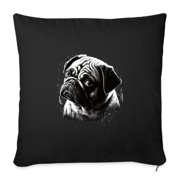 Mops-schablonen-design Weiß Und Schwarz - Sofakissenbezug 45 x 45 cm - Schwarz - Vorne