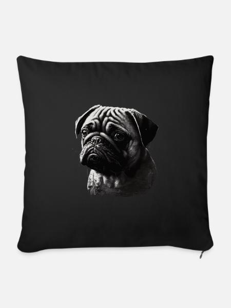 Mops-schablonen-design Weiß Und Schwarz - Sofakissenbezug 45 x 45 cm - Schwarz