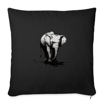Elephant Artful stencil printing - Sofa pillowcase 17,3'' x 17,3'' (45 x 45 cm) - black - Front