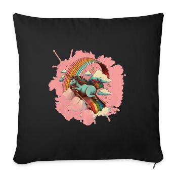 Unicorn slides down a rainbow slide - Sofa pillowcase 17,3'' x 17,3'' (45 x 45 cm) - black - Front