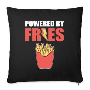 Powered by Fries Potato French Fries - Sofakissenbezug 45 x 45 cm - Schwarz - Vorne