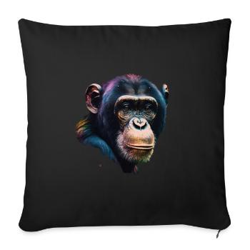 Portrait de singe chimpanzé - Housse de coussin décorative 45 x 45 cm - noir - Devant