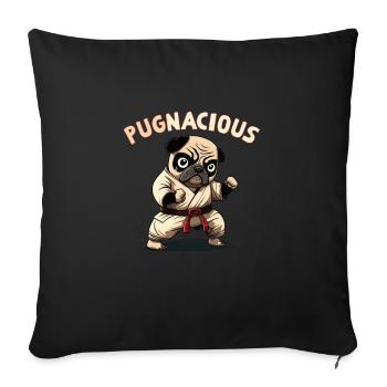 Jeu de mots pour chiot carlin - Housse de coussin décorative 45 x 45 cm - noir - Devant