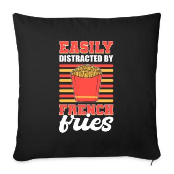 Easily Distracted By French Fries Fried Potato - Sofa pillowcase 17,3'' x 17,3'' (45 x 45 cm) - black - Front