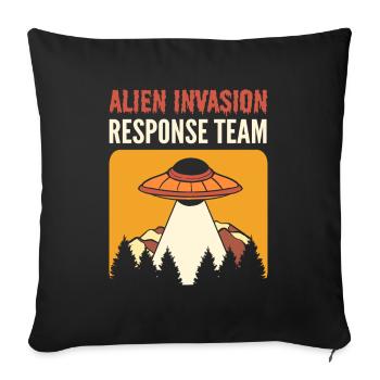 Alien Invasion Response Team Aliens UFO - Sofa pillowcase 17,3'' x 17,3'' (45 x 45 cm) - black - Front