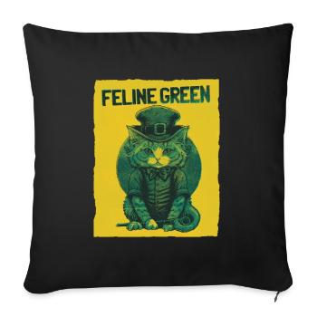 Feline Green St. Patty Day - Sofa pillowcase 17,3'' x 17,3'' (45 x 45 cm) - black - Front