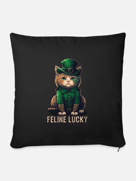 Feline Lucky St. Patty Day - Sofakissenbezug 45 x 45 cm - Schwarz