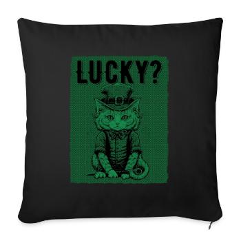 Chanceux? Journée Cat St. Patty - Housse de coussin décorative 45 x 45 cm - noir - Devant
