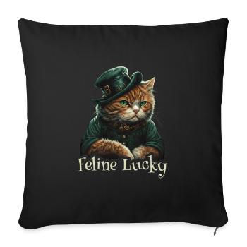 Feline Lucky St. Patty Day - Sofakissenbezug 45 x 45 cm - Schwarz - Vorne