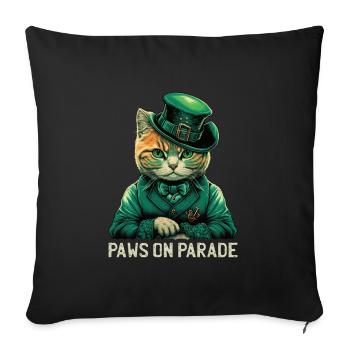 Paws on Parade Cat St. Patty Day - Housse de coussin décorative 45 x 45 cm - noir - Devant