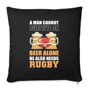 A Man Cannot Survive On Beer Alone He Also Needs - Sofa pillowcase 17,3'' x 17,3'' (45 x 45 cm) - black - Front