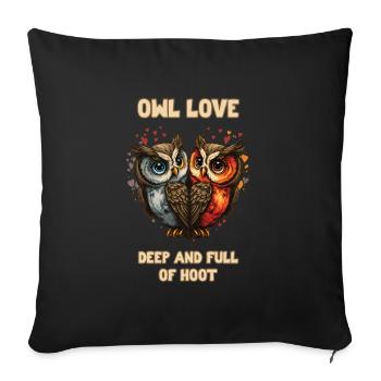 Owl Love is Deep and Full of Hoot Valentine's Day - Sofa pillowcase 17,3'' x 17,3'' (45 x 45 cm) - black - Front