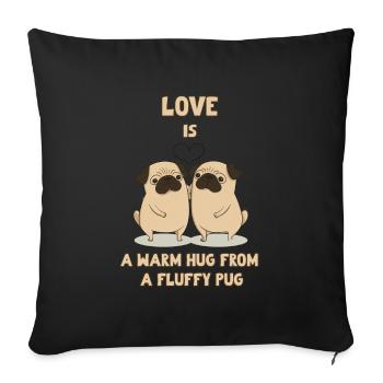 L’amour est un câlin chaleureux d’un carlin moelleux - Housse de coussin décorative 45 x 45 cm - noir - Devant