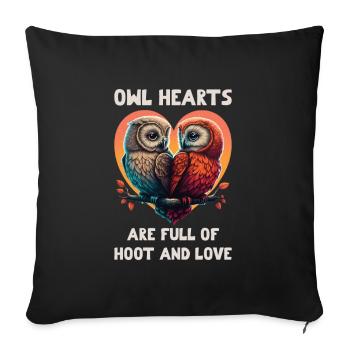 Owl Hearts are Foll of Hoot & Love Valentine's Day - Sofa pillowcase 17,3'' x 17,3'' (45 x 45 cm) - black - Front