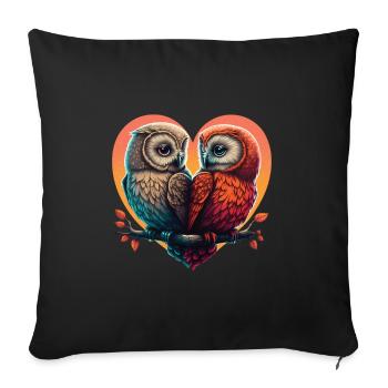 Owl Heart Valentine's Day - Sofa pillowcase 17,3'' x 17,3'' (45 x 45 cm) - black - Front