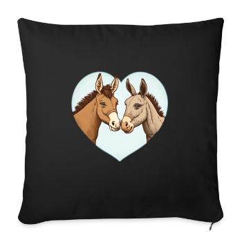 Donkey and Horse Love Valentine's Day - Sofa pillowcase 17,3'' x 17,3'' (45 x 45 cm) - black - Front