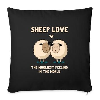 Sheep Love is the Wooliest Feeling in the World - Sofa pillowcase 17,3'' x 17,3'' (45 x 45 cm) - black - Front