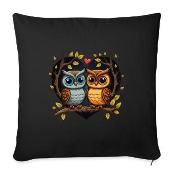 Owl Heart Valentine's Day - Sofa pillowcase 17,3'' x 17,3'' (45 x 45 cm) - black - Front