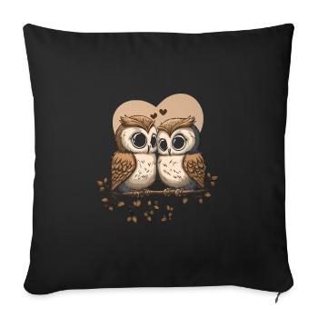 Owl Heart Valentine's Day - Sofa pillowcase 17,3'' x 17,3'' (45 x 45 cm) - black - Front