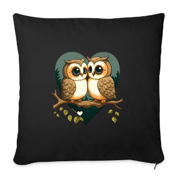 Owl Heart Valentine's Day - Sofa pillowcase 17,3'' x 17,3'' (45 x 45 cm) - black - Front