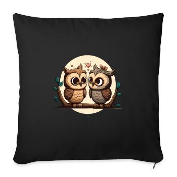 Owl Heart Valentine's Day - Sofa pillowcase 17,3'' x 17,3'' (45 x 45 cm) - black - Front