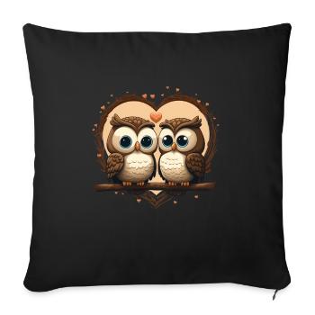 Owl Heart Valentine's Day - Sofa pillowcase 17,3'' x 17,3'' (45 x 45 cm) - black - Front