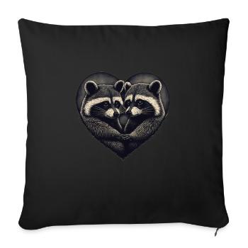 Raccoon Heart Valentine's Day - Sofa pillowcase 17,3'' x 17,3'' (45 x 45 cm) - black - Front