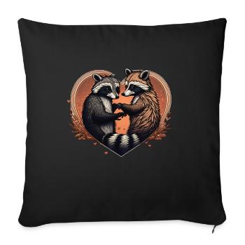 Raccoon Heart Valentine's Day - Sofa pillowcase 17,3'' x 17,3'' (45 x 45 cm) - black - Front