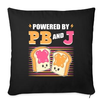 Powered By PB And J Peanut Butter and Jelly - Sofa pillowcase 17,3'' x 17,3'' (45 x 45 cm) - black - Front