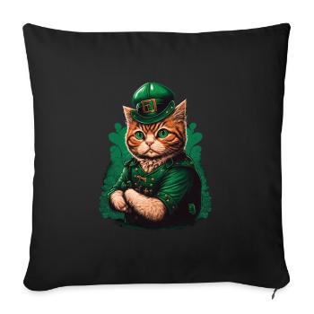 Chat St. Patty - Housse de coussin décorative 45 x 45 cm - noir - Devant