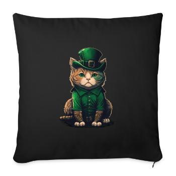 Chat St. Patty - Housse de coussin décorative 45 x 45 cm - noir - Devant