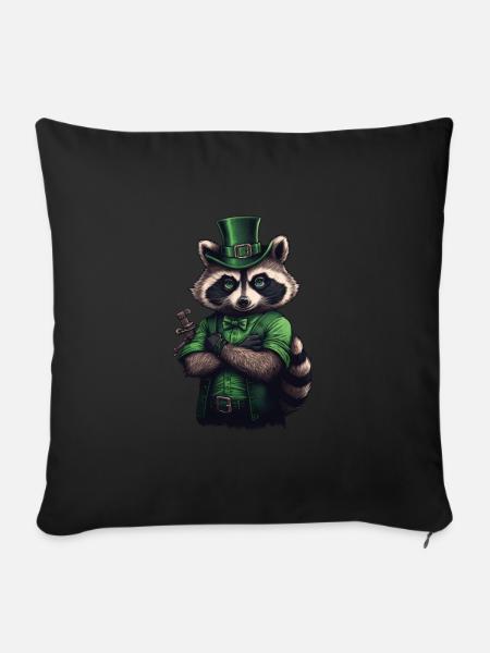 Raccoon St. Patty - Sofakissenbezug 45 x 45 cm - Schwarz