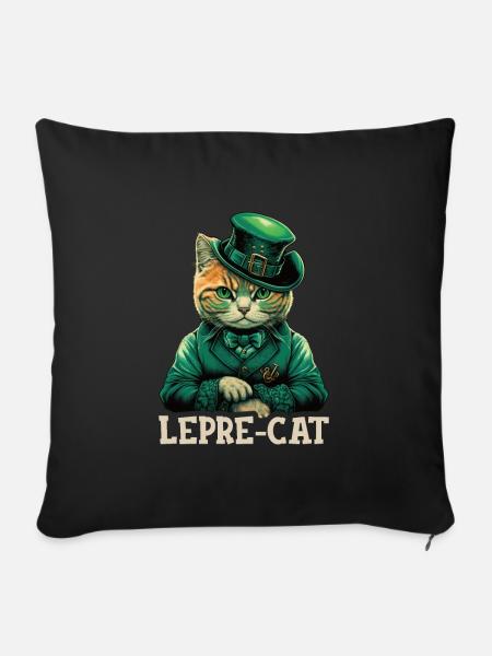 Lepre-Cat St. Patty - Sofakissenbezug 45 x 45 cm - Schwarz