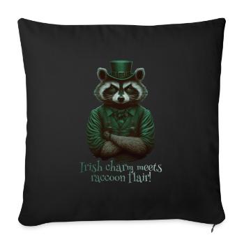 Irish Charm Meets Raccoon Flair St. Patty - Sofakissenbezug 45 x 45 cm - Schwarz - Vorne