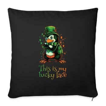 C’est mon lucky Face Penguin St. Patty - Housse de coussin décorative 45 x 45 cm - noir - Devant