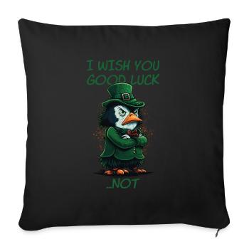 Je vous souhaite bonne chance... pas Penguin St. Patty - Housse de coussin décorative 45 x 45 cm - noir - Devant