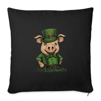 Glücksschwein St. Patty Schwein - Sofakissenbezug 45 x 45 cm - Schwarz - Vorne
