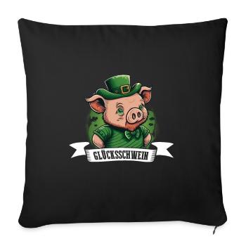Glücksschwein St. Patty Schwein - Sofakissenbezug 45 x 45 cm - Schwarz - Vorne