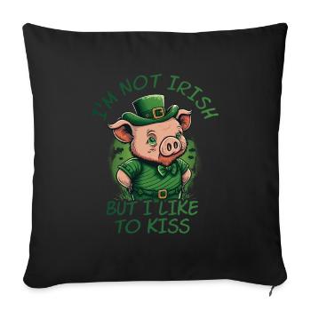 Je ne suis pas irlandais mais j’aime embrasser St. Patty - Housse de coussin décorative 45 x 45 cm - noir - Devant