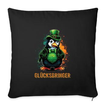 Porte-bonheur Pingouin St. Patty - Housse de coussin décorative 45 x 45 cm - noir - Devant