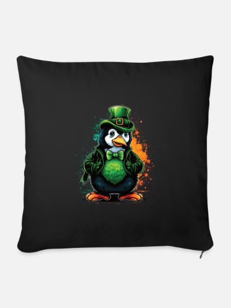 Pinguin St. Patty - Sofakissenbezug 45 x 45 cm - Schwarz