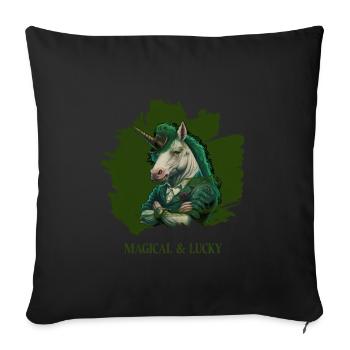 Licorne magique et chanceuse St. Patty - Housse de coussin décorative 45 x 45 cm - noir - Devant