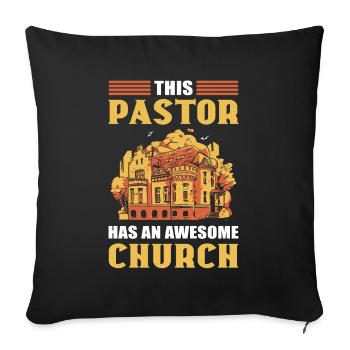 Ce pasteur a une église chrétienne géniale - Housse de coussin décorative 45 x 45 cm - noir - Devant