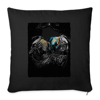 Pug Portrait - Sofa pillowcase 17,3'' x 17,3'' (45 x 45 cm) - black - Front