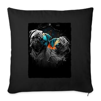 Pug Portrait - Sofa pillowcase 17,3'' x 17,3'' (45 x 45 cm) - black - Front