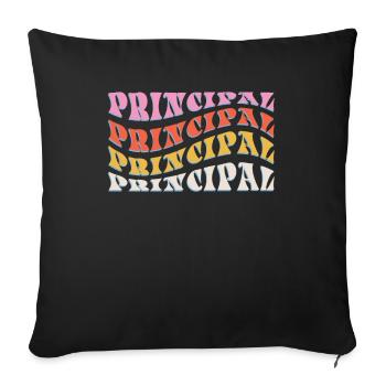 Directeur de l’école Retro Groovy Wave - Housse de coussin décorative 45 x 45 cm - noir - Devant