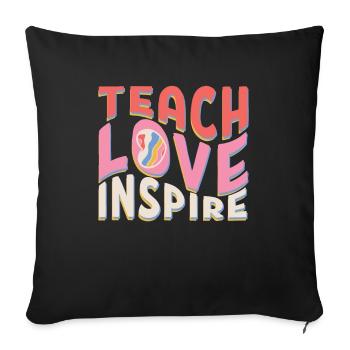 Teach Love Inspire Teacher Retro Groovy Teacher - Sofa pillowcase 17,3'' x 17,3'' (45 x 45 cm) - black - Front
