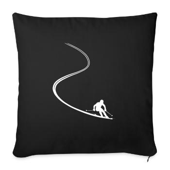 Skieur - Poudreuse - Sport - Ski - Piste - Housse de coussin décorative 45 x 45 cm - noir - Devant